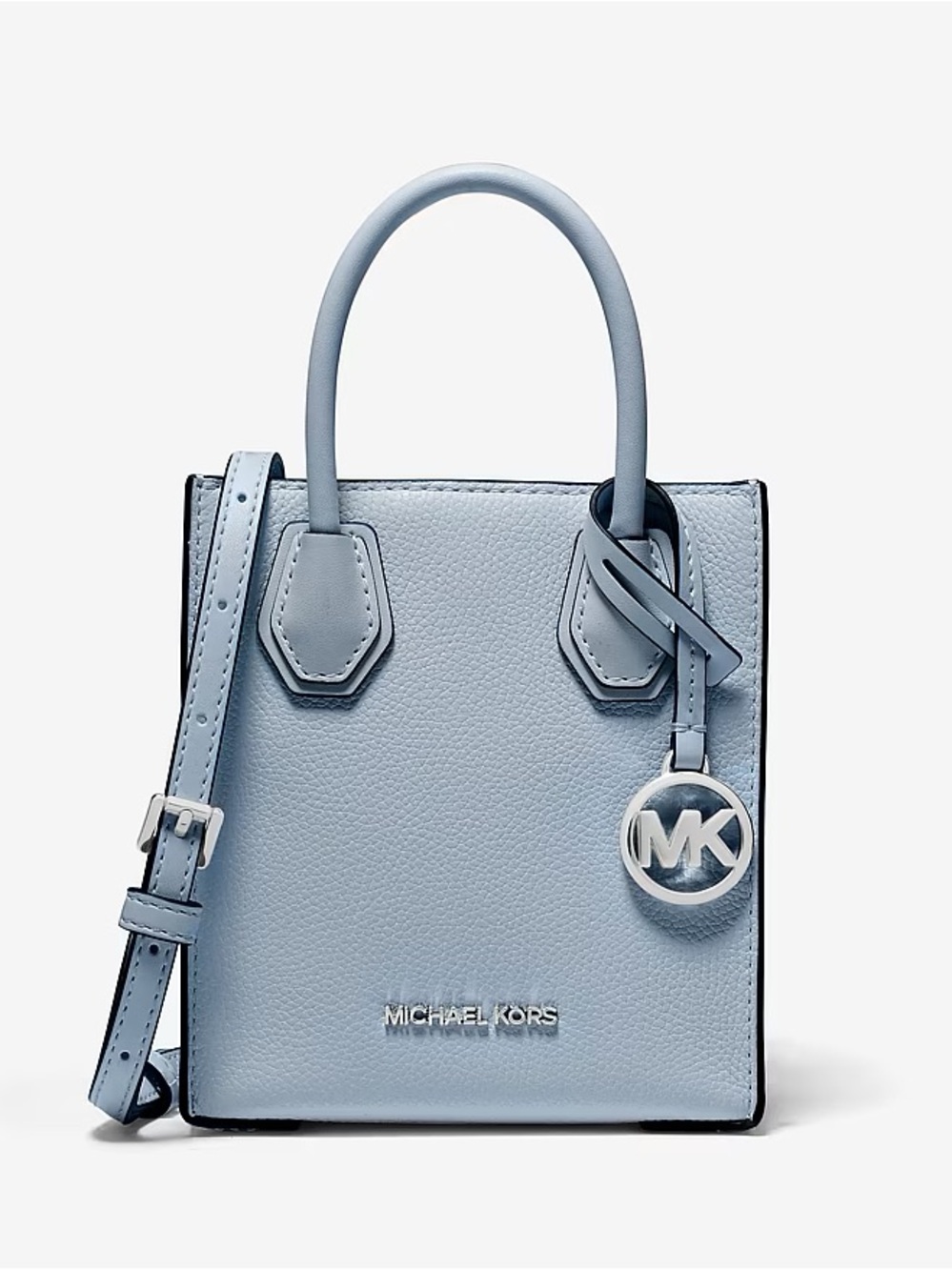 Michael Kors Mercer Mini Leather Tote in Light Blue with silver hardware NWOT